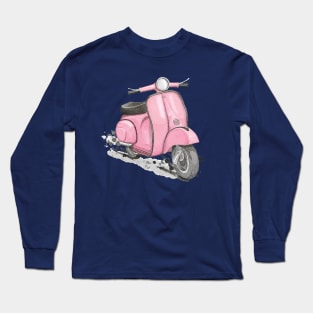 Pink Classic Retro Scooter Long Sleeve T-Shirt
